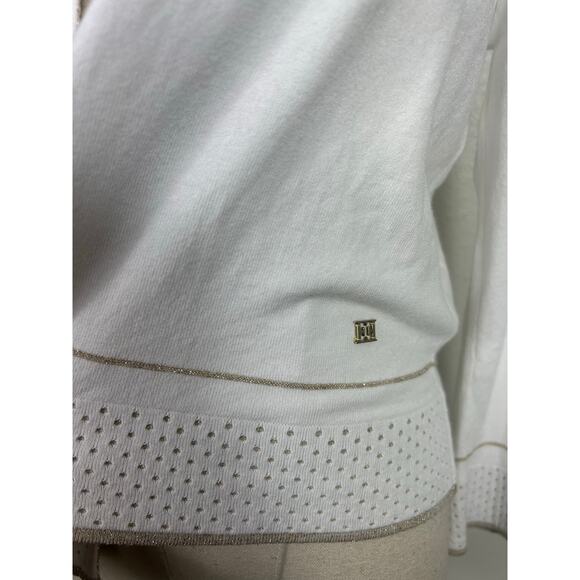 Escada Top Clasp Open Cardigan White Gold Sz Large - Picture 4 of 11